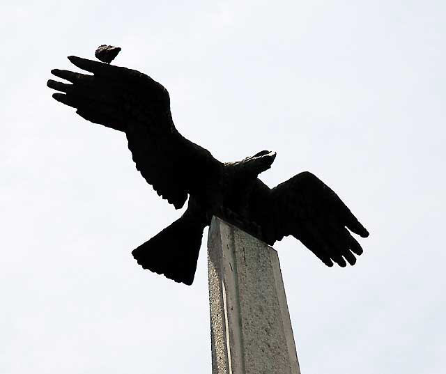 The eagle on top of the "Hungary, October 23, 1956" memorial at MacArthur Park