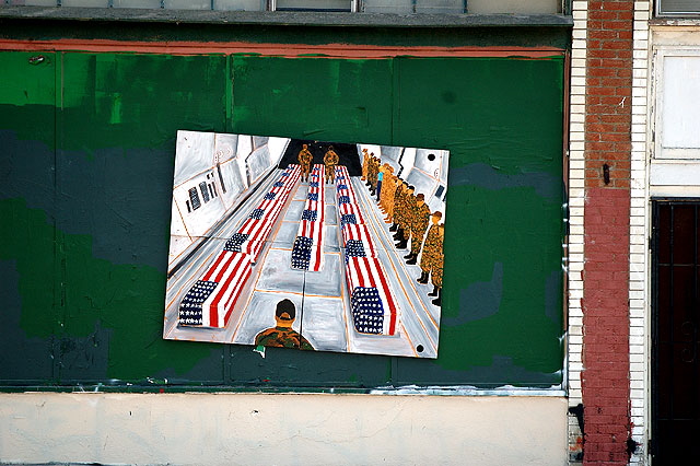 Military coffins mural, Brooks Avenue at Ocean, Venice Beach 