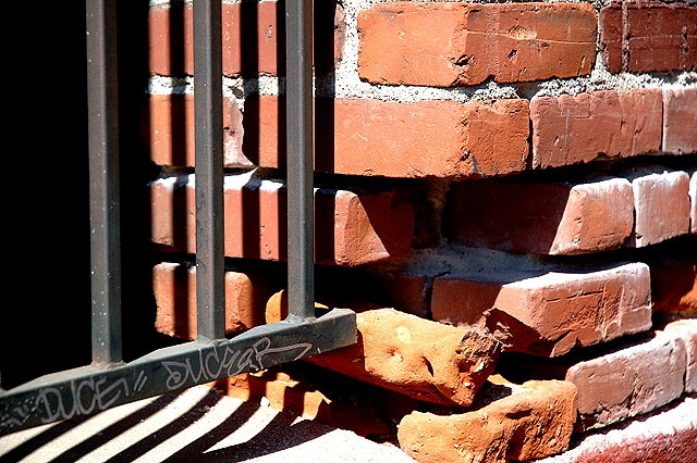 Brickwork in an alley off Sunset. Boulevard