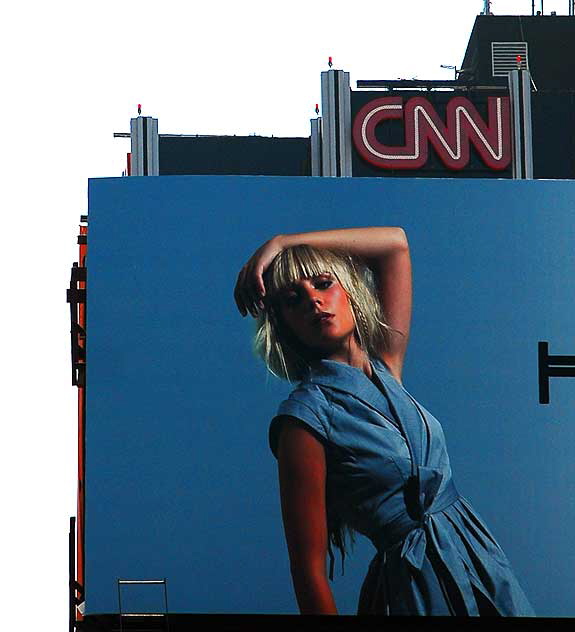 Billboard on North Cahuenga - woman and CNN tower