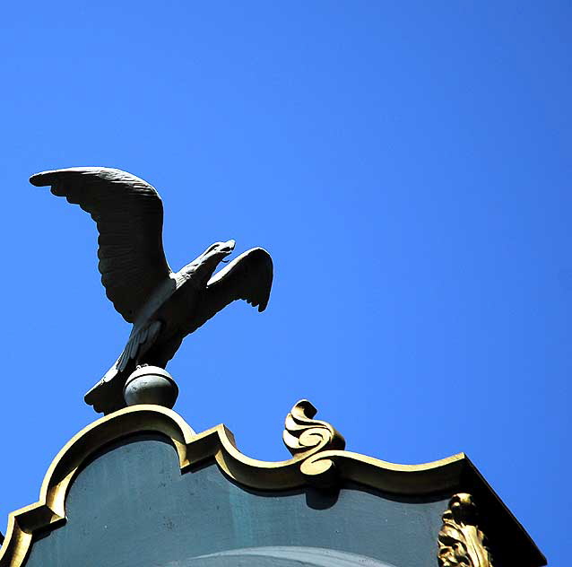 Eagle on top of the clock in front of the News Orleans Building on Main in Santa Monica
