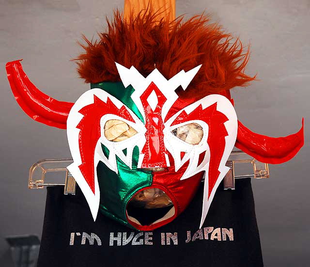 Mask in toy shop window on Main Street in Santa Monica - "I'm Huge in Japan"