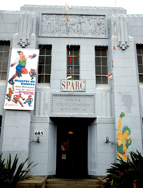 The former Venice Division of the Los Angeles Police Department, at 685 Venice Boulevard, home to  the Social and Public Art Resource Center (SPARC)