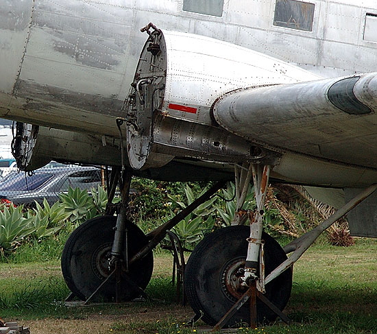 Douglas DC-3 undergoing restoration at  The Proud Bird  on Aviation Boulevard in El Segundo
