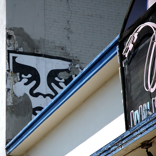 "Eyes" graphic above record shop, Santa Monica Boulevard at Vine