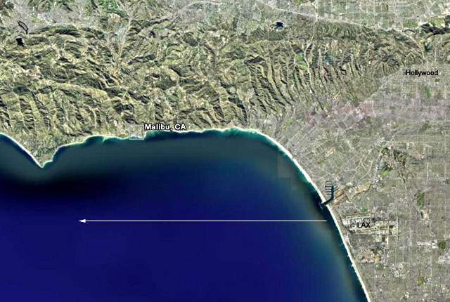 Pacific route out of LAX TAC - satellite view 