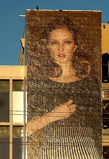 Image on wall on the Sunset Strip, Sunset at La Cienega