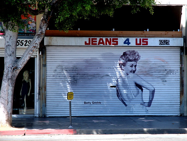 6525 Hollywood Boulevard - Betty Grable graphic on roller door