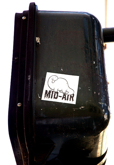 "Mid-Air" sticker on traffic signal, Hollywood 