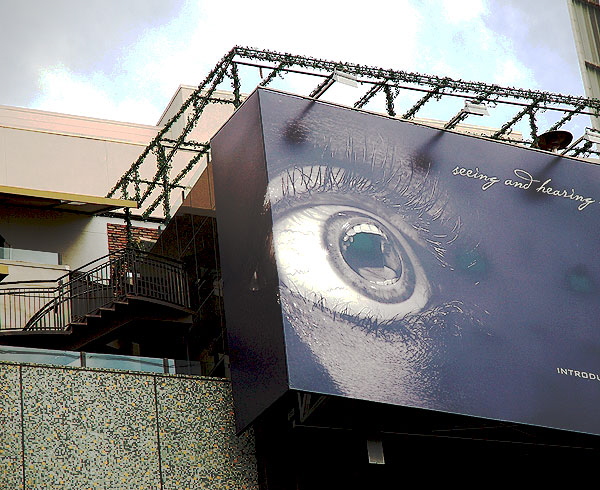 Pioneer "Eye" billboard at Hollywood and Highland, just above the Kodak Theater, Hollywood