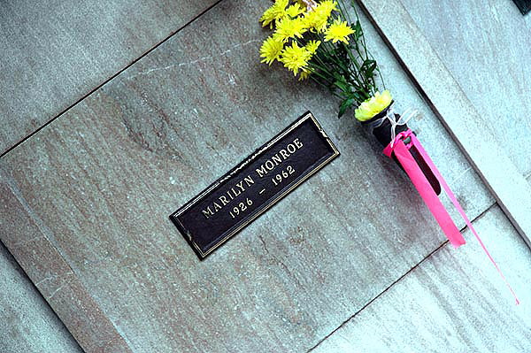 Marilyn Monroe's crypt at Corridor of Memories, Number 24, at the Westwood Village Memorial Park Cemetery in Los Angeles, California 
