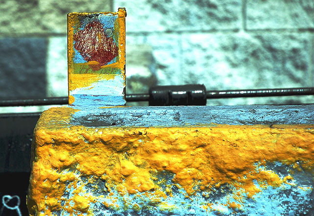 Painted concrete blocks in the area east of Hollywood, Thai Town, at the intersection of Hollywood Boulevard and Normandie