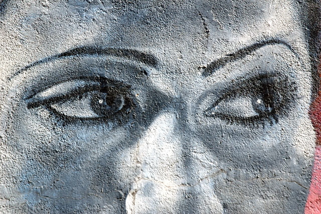 Detail of Alfredo de Batuc's mural "A Tribute to Dolores del Rio" at Hudson Avenue, Hollywood