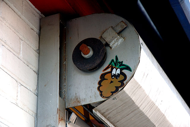 Roller door with sticker, Melrose Avenue