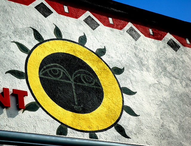 "Sun" on wall of Ethiopian restaurant - Fairfax Avenue, Los Angeles