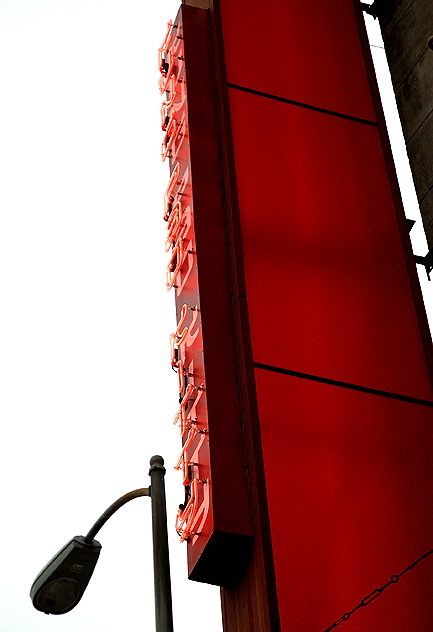 Just west of Hollywood and Vine, a study in orange, the signage at Kung Pao Kitty -