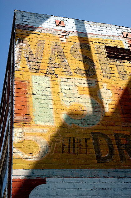 Color study - the area where Rose Avenue meets Oceanfront Walk in Venice Beach, California  - brick wall at Rose and Pacific