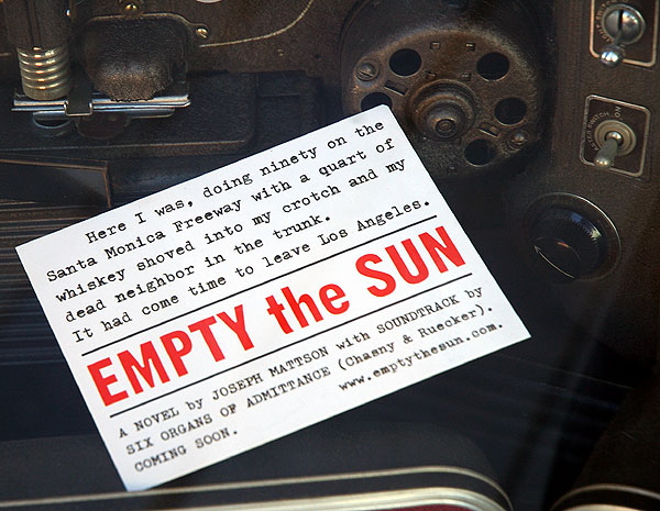 "Empty the Sun" promo in the window of Book Soup, Sunset Boulevard, West Hollywood