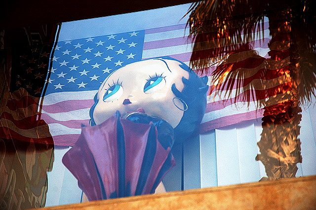 Betty Boop, American Flag, Palm Tree - window at Hollywood and Vine