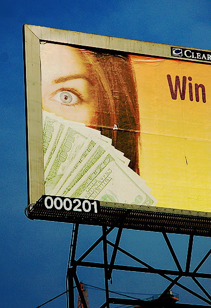 "Eye, Cash, Win" billboard, North Cahuenga Boulevard, Hollywood