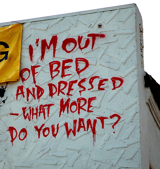 "Out of bed and dressed" message, Melrose Avenue