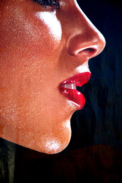 Detail of poster at La Brea at Melrose - "red lips"