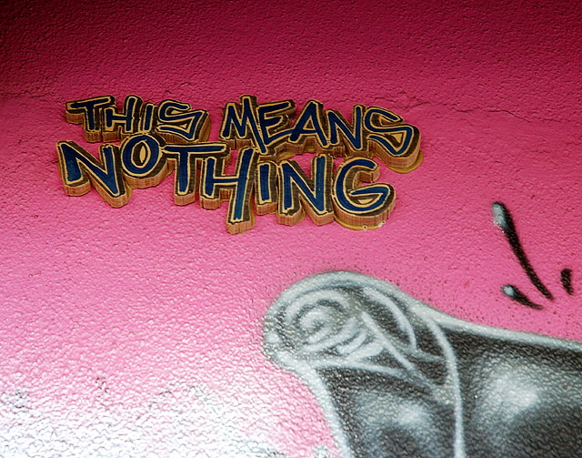 "This Means Nothing" with black rosebud, storefront, Melrose Avenue, Hollywood 