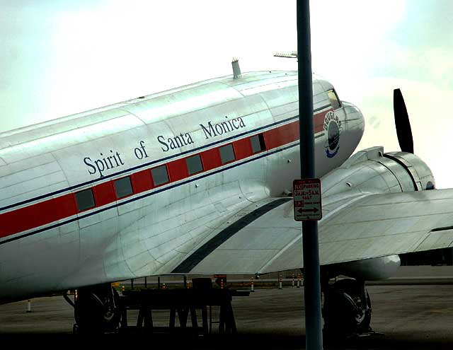 The "Spirit of Santa Monica"  this DC-3 built at the Douglas plant in Santa Monica that made its maiden flight from the old Clover Field in 1942  was donated to the City of Santa Monica by the Museum of Flying in 2003