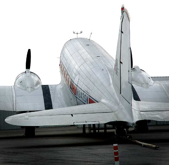 The "Spirit of Santa Monica"  this DC-3 built at the Douglas plant in Santa Monica that made its maiden flight from the old Clover Field in 1942  was donated to the City of Santa Monica by the Museum of Flying in 2003