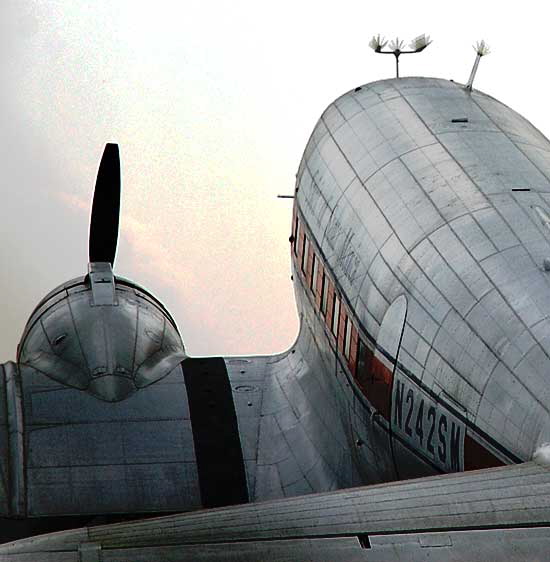 The "Spirit of Santa Monica"  this DC-3 built at the Douglas plant in Santa Monica that made its maiden flight from the old Clover Field in 1942  was donated to the City of Santa Monica by the Museum of Flying in 2003