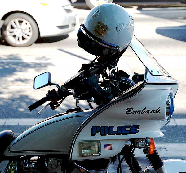 Burbank Police motorcycle, with helmet - no cop  
