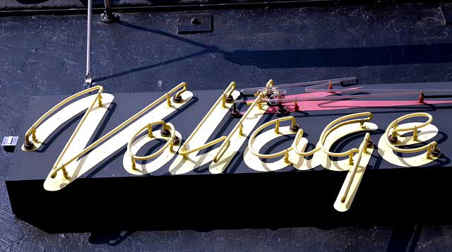 Sign at Voltage Guitars (now closed), Guitar Row, Sunset Boulevard, Hollywood