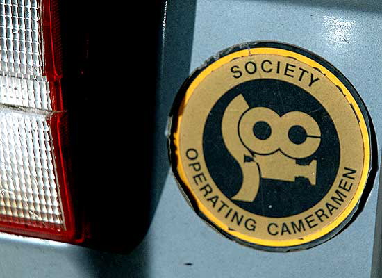 Society of Operating Cameramen sticker on BMW, Harper Avenue, West Hollywood 
