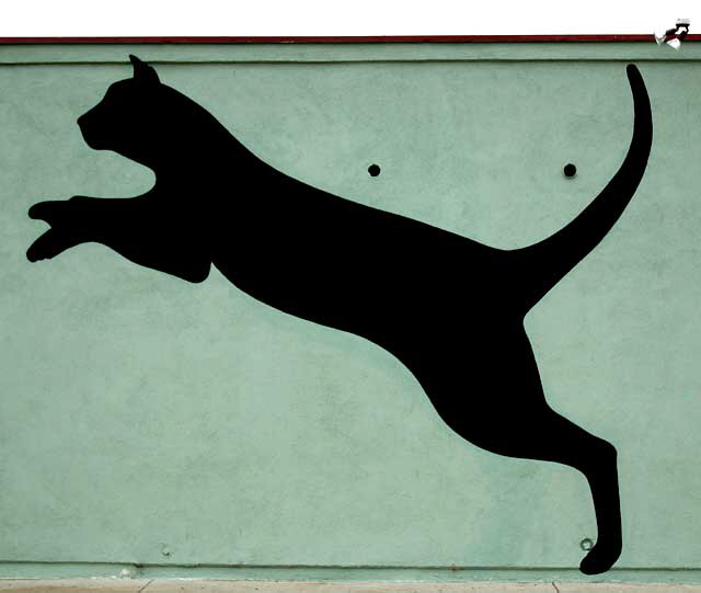 Black cat graphic on pet shop wall - West Pico Boulevard, West Los Angeles 