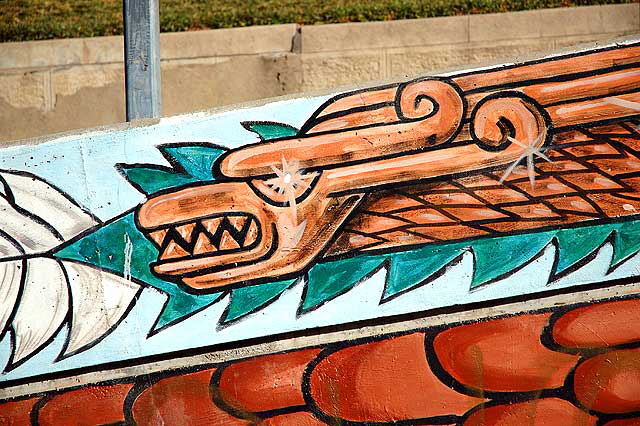 Echo Park mural, on Morton Place, east of Morton Avenue, at the entrance to Elysian Park - "Dedicated to the City of Los Angeles from Rampart Youth and El Centro del Pueblo"