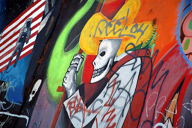 Echo Park mural, on Morton Place, east of Morton Avenue, at the entrance to Elysian Park - "Dedicated to the City of Los Angeles from Rampart Youth and El Centro del Pueblo"