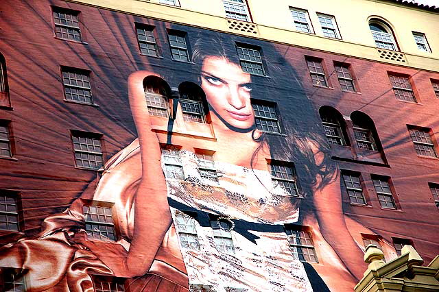 Glamour woman graphic on the east wall of the Roosevelt Hotel, Hollywood Boulevard 