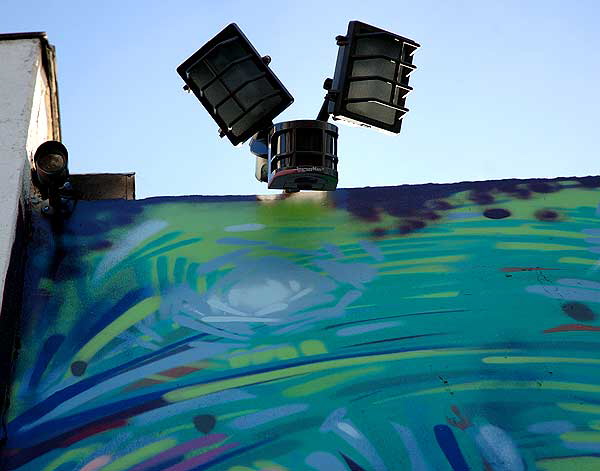 Painted wall with lights and security camera - Melrose Avenue