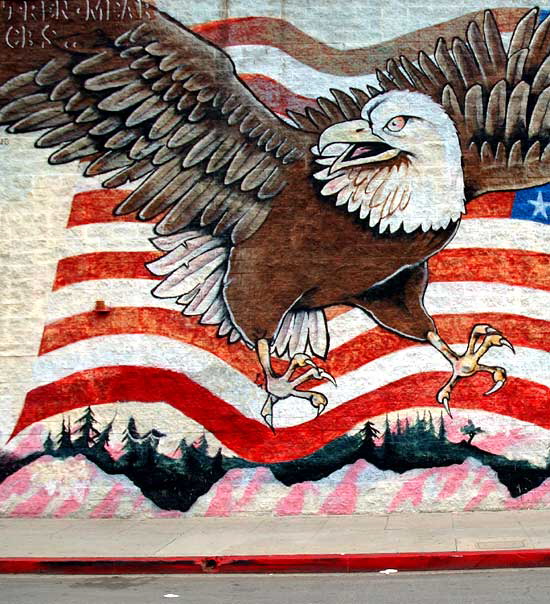 Eagle Mural, 8954 West Pico Boulevard at Crest Drive, Los Angeles - AAA Flag and Banner Manufacturing Company, west wall