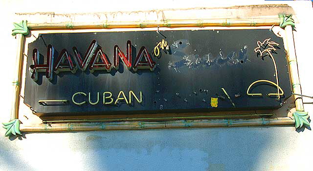 The sign for the restaurant Havana on Sunset, 5825 West Sunset Boulevard