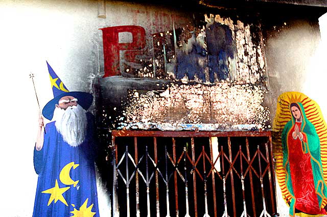 Burned out psychic shop at 5524 Sunset Boulevard, east of Hollywood