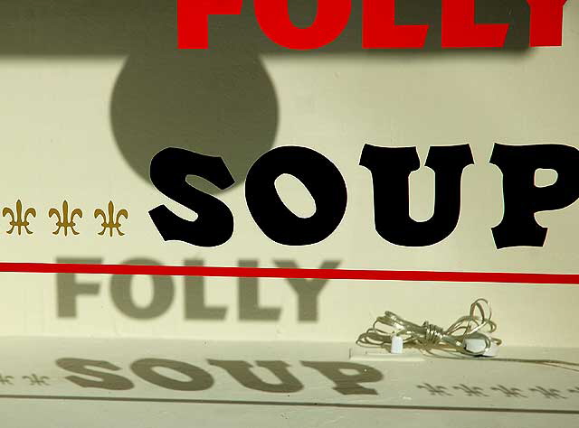 Warhol style "Folly Soup" Christmas window display at Blackman Cruz, 800 North La Cienega Boulevard, West Hollywood