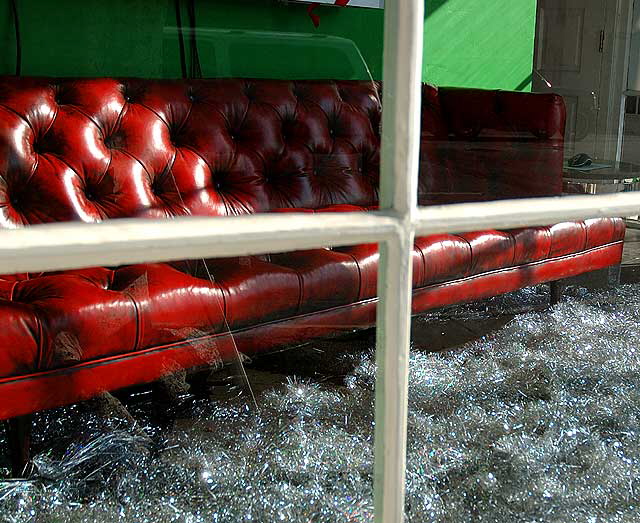 : Red sofa in design shop window, North La Cienega Boulevard, West Hollywood