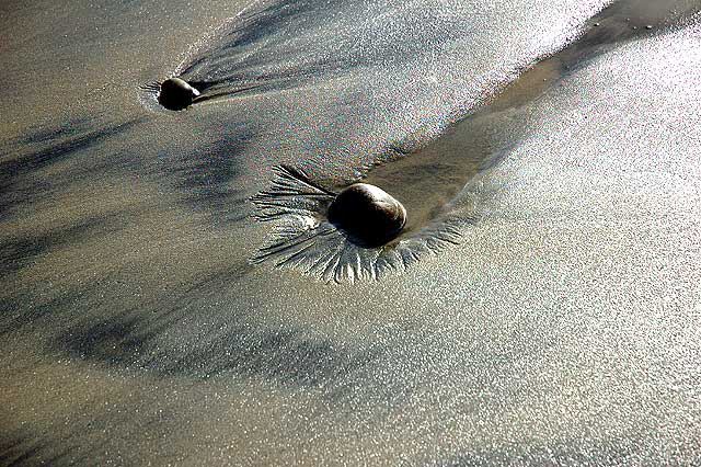 Sand patterns, low tide receding, South Carlsbad Beach, San Diego County - Christmas Day, 2007