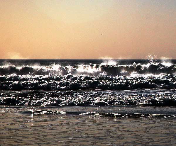 Waves at sunset, South Carlsbad Beach, San Diego County - Christmas Day, 2007 