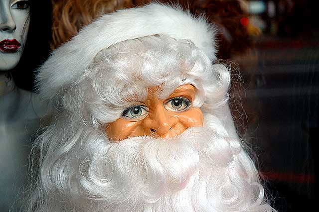 Santa manikin in store window, Hollywood Boulevard