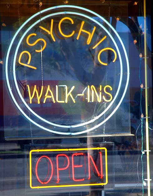 Neon Sign at psychic shop, Santa Monica Boulevard, West Hollywood - "Psychic Walk In"