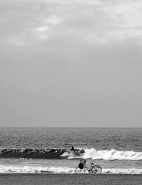 Bike and Surfer in February - Venice Beach, California 