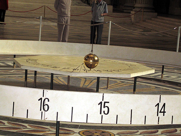 Foucault's pendulum, which currently swings at the Pantheon, proved that the Earth rotates every 24 hours