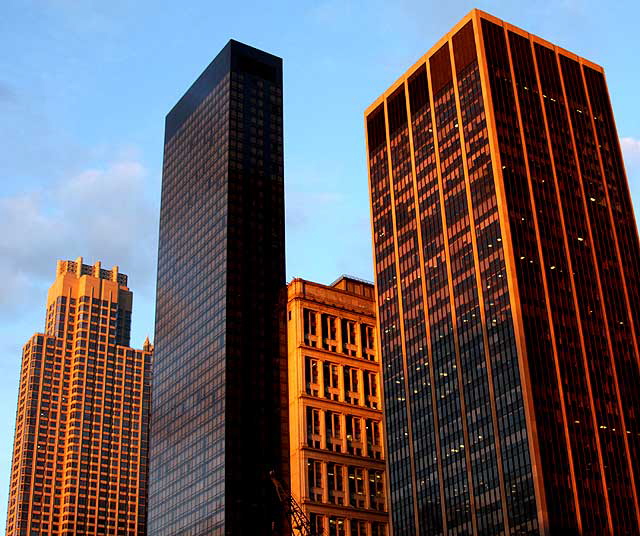 The buildings across from Ground Zero in Lower Manhattan at sunset  Tuesday, April 15, 2008 